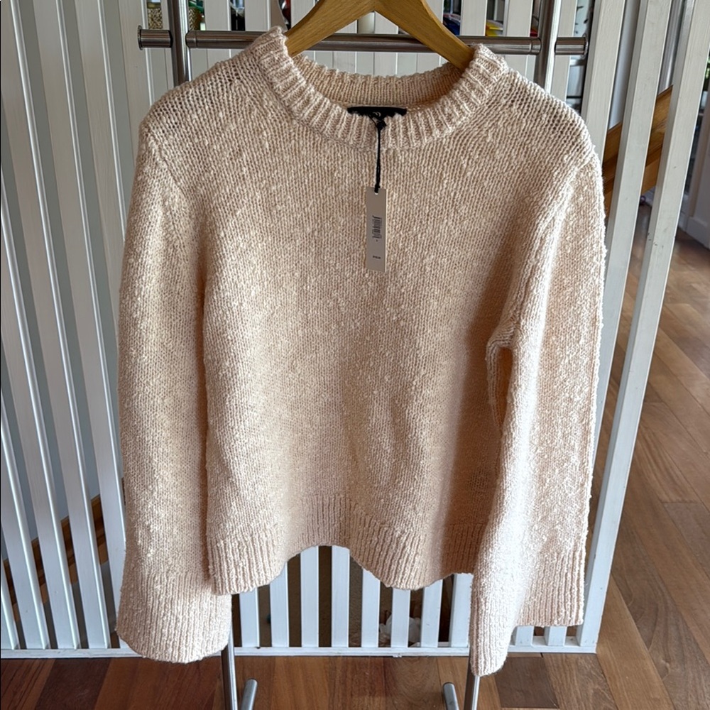 NWT Soft Wool Cream Crew Neck Sweater with Bell Sleeves
